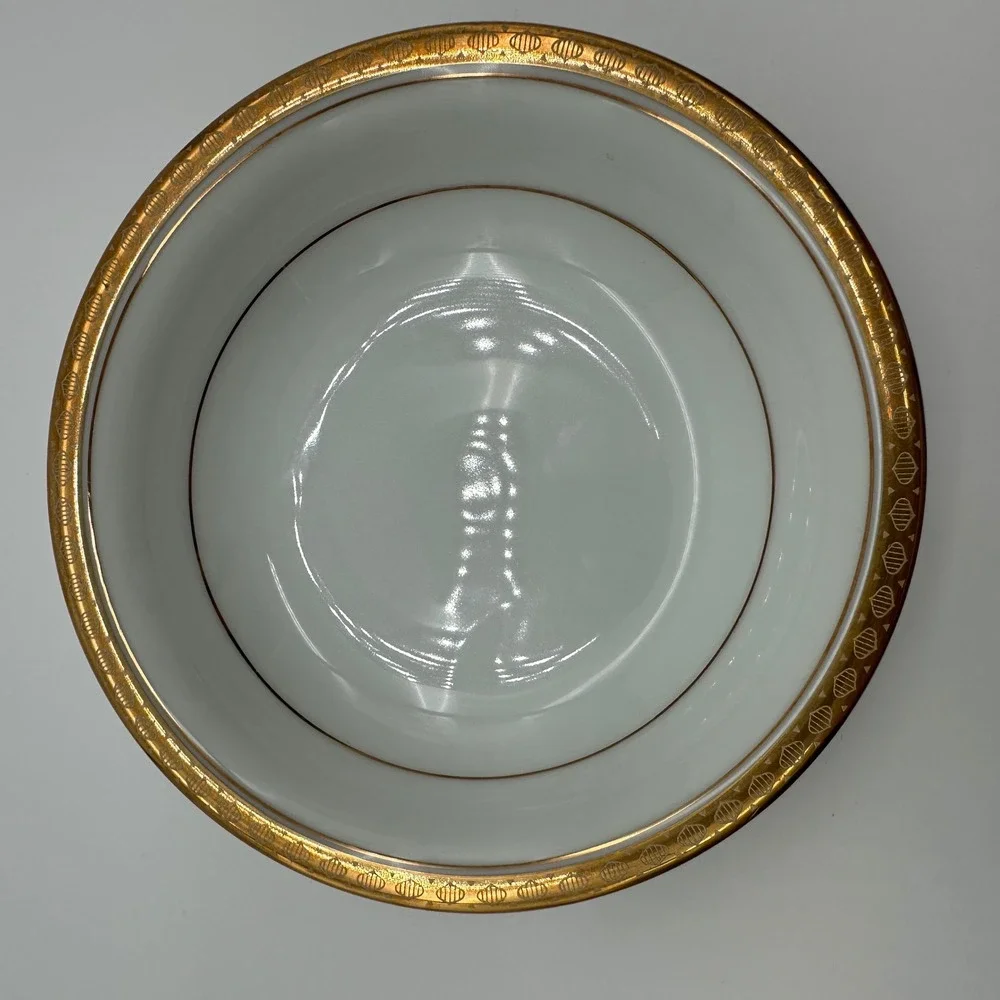 Noritake Richmond 6124 Fruit Bowls Gold Encrusted Rim White China Japan Set of 2